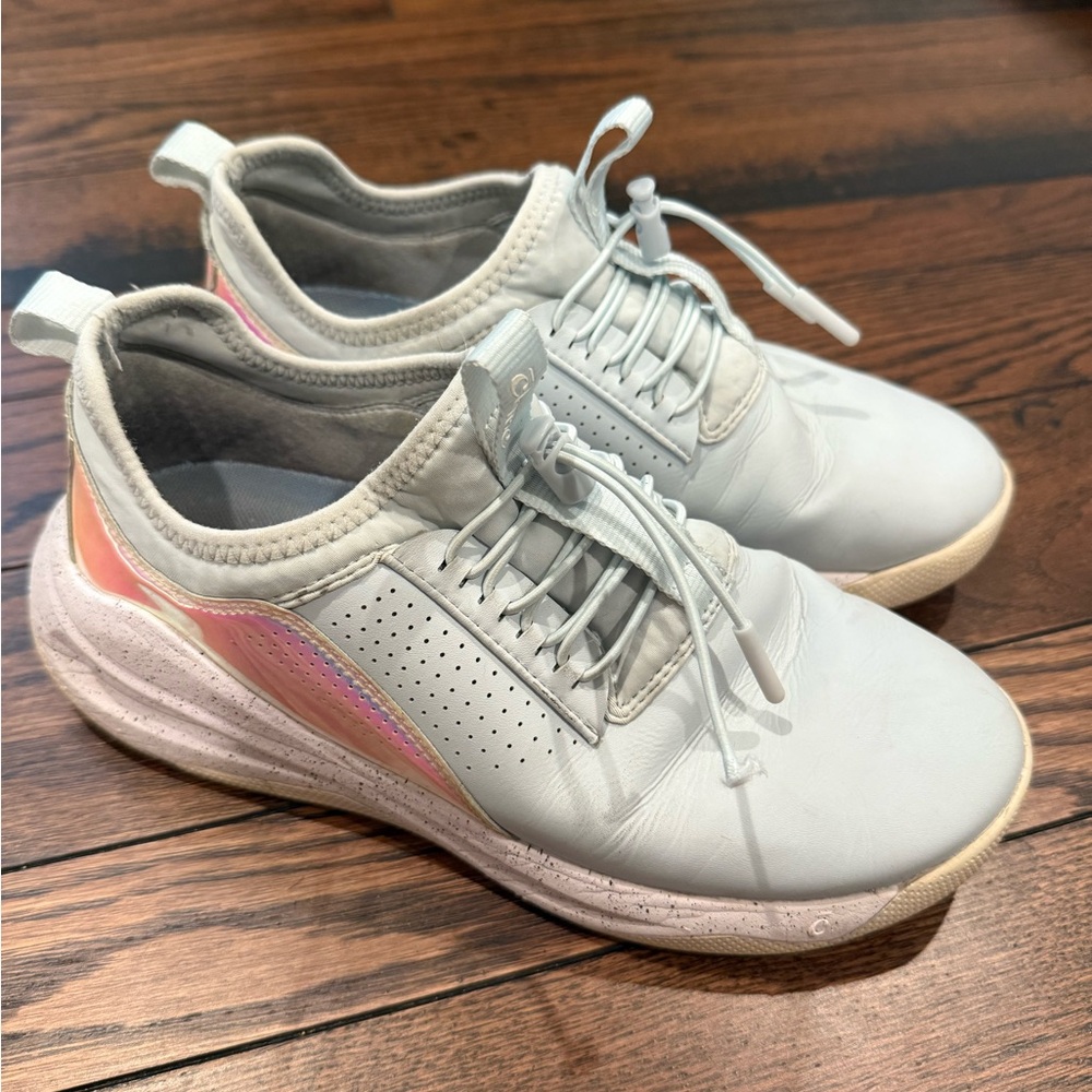 Women's White and Pink Sneakers